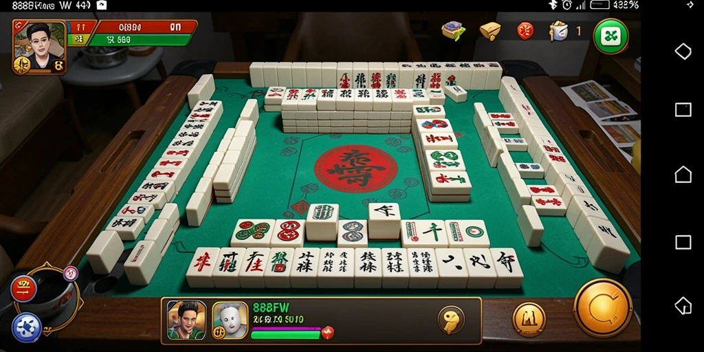 Screenshot utama 888FW menunjukkan aksi seru permainan Mahjong.