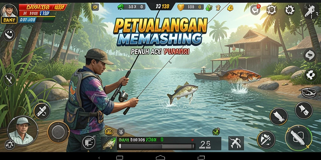 Tampilkan gameplay seru dari DAYA138 dengan aksi memancing yang seru.