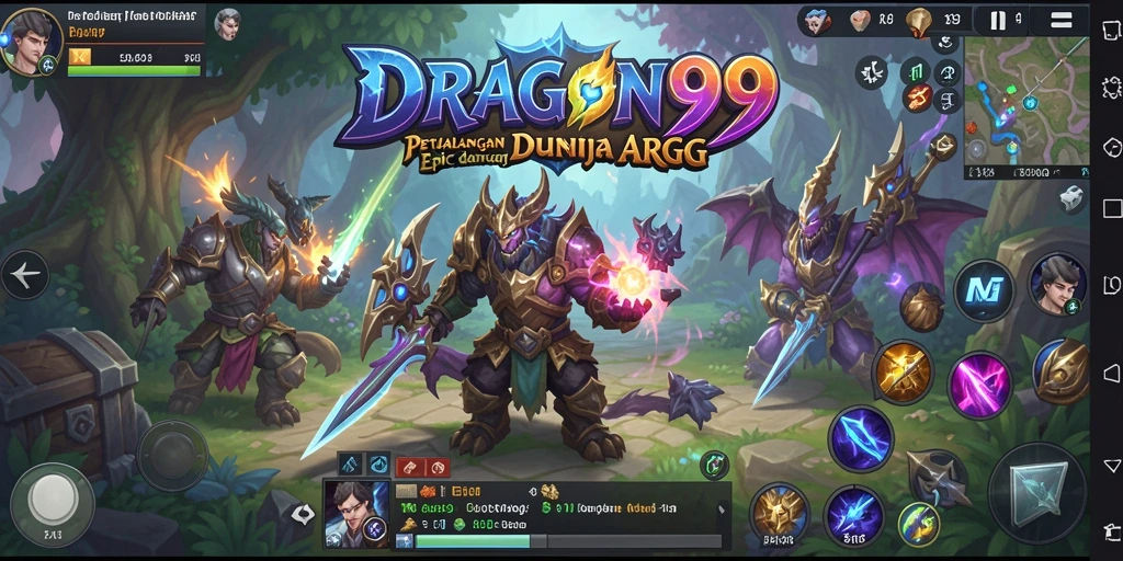 Screenshot gameplay DRAGON99 memperlihatkan pertempuran seru dalam dunia fantasi.