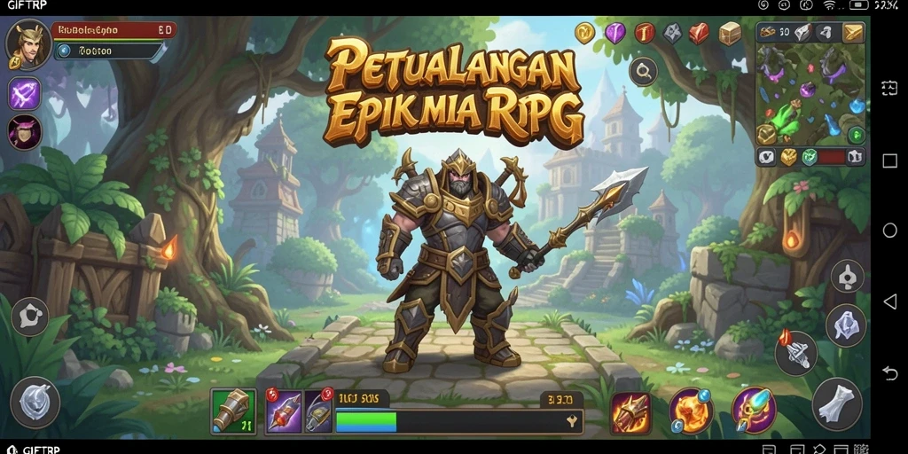 Tampilan gameplay RPG GIFTRP yang menakjubkan dan interaktif.
