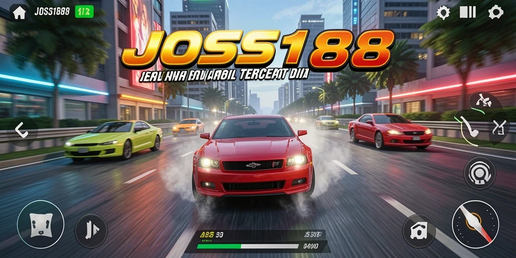 Screenshot gameplay JOSS188 menampilkan aksi balapan yang mendebarkan.