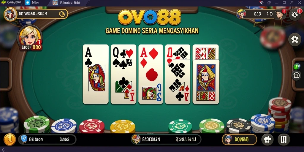 Screenshot gameplay OVO88 menunjukkan keseruan bermain Domino secara online.