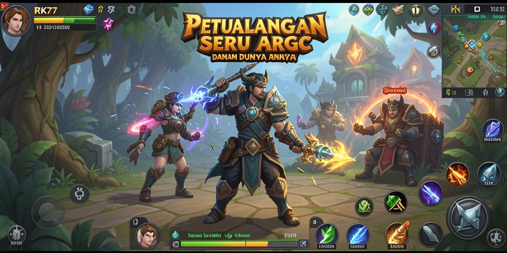 Tangkapan layar utama RK77 menampilkan aksi pertarungan yang seru di dunia ARPG.