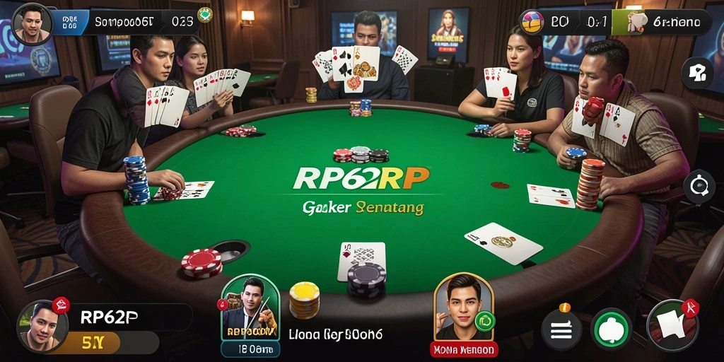 Tampilan melibatkan gameplay Poker yang menegangkan dan interaktif.