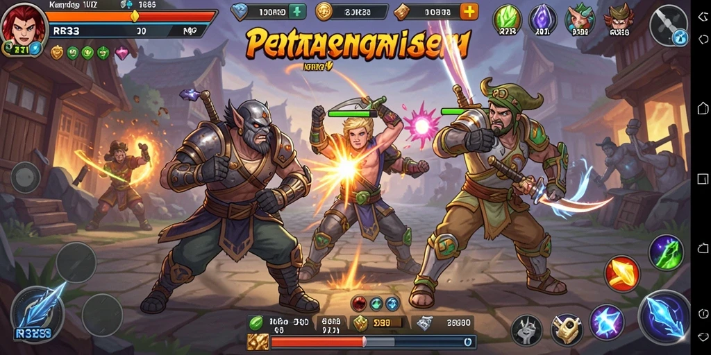 Screenshot RR33 menampilkan karakter bertarung dalam arena yang menegangkan.