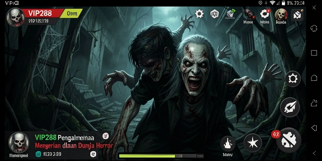 Screenshot utama menunjukkan suasana menegangkan dalam game Horror.