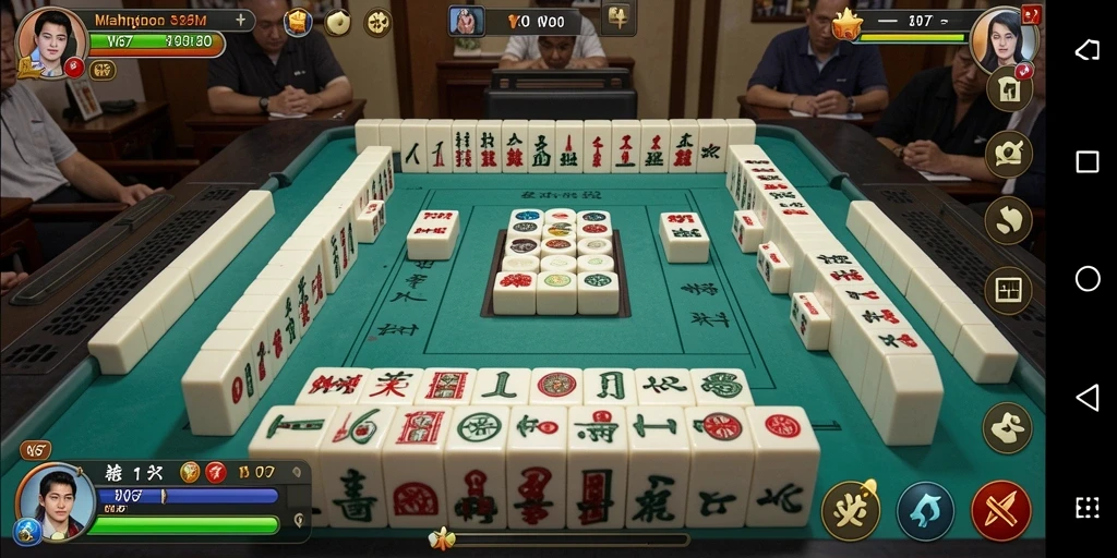 Screenshot gameplay W67 yang menunjukkan suasana seru bermain Mahjong.