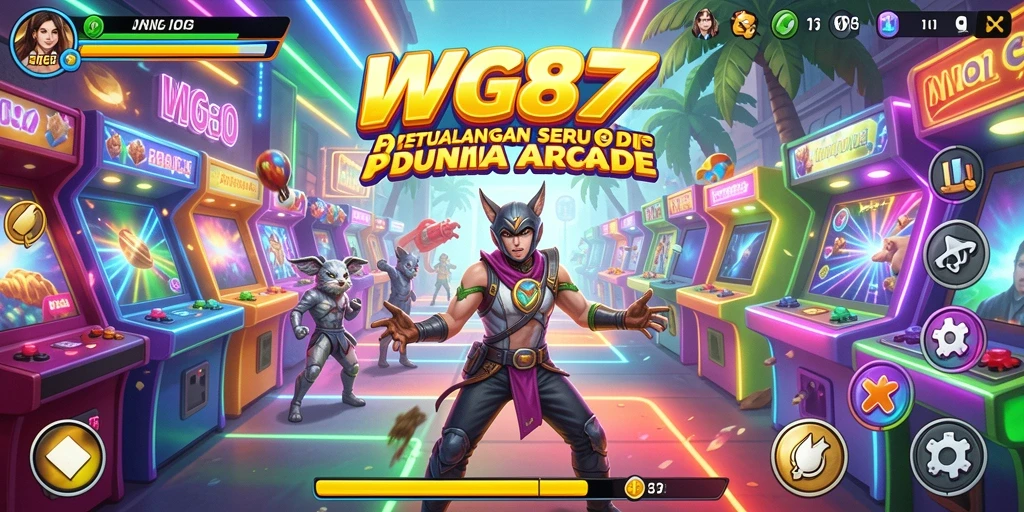 Screenshot utama WG87 menampilkan gameplay Arcade yang seru dan dinamis.